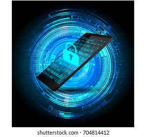 mobile phone, Safety concept, Closed Padlock on digital, cyber security vector