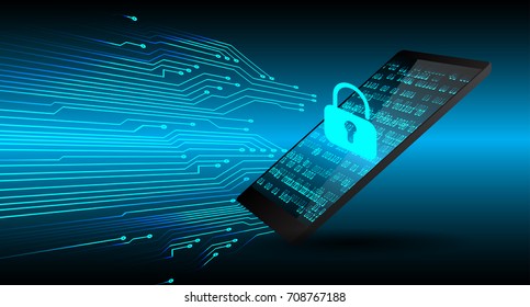 mobile phone, Safety concept, Closed Padlock on digital, cyber security vector