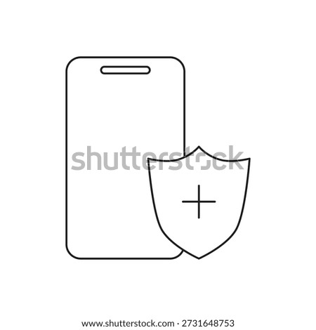 Mobile phone with safety shield and plus sign