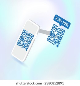 Mobile phone scanning the QR code for verification. QR code scanner for mobile apps and payments. Smartphone scans the QR code banner concept. Vector.