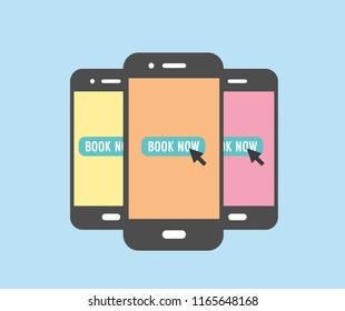 in the mobile phone screen book now button