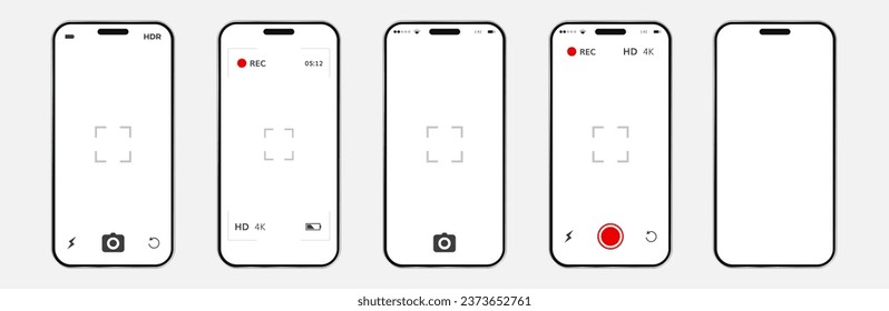 Mobile phone screen camera interface. Digital view finder