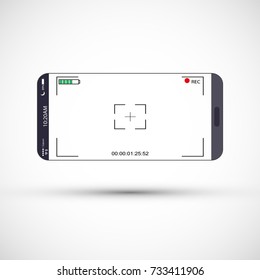 Pantalla de teléfono móvil con visor de cámara. Teléfono inteligente con fondo de pantalla de enfoque. Ilustración del vector