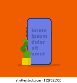 Mobile phone screen. Copy space. Lorem ipsum template. New technologies. Flat editable vector illustration, clip art