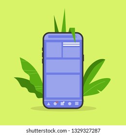 Mobile phone screen. Copy space. Social media interface. New technologies. Flat editable vector illustration, clip art