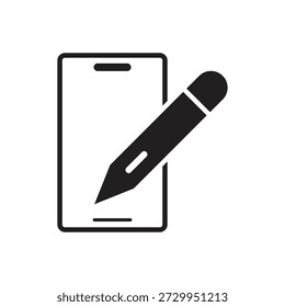 Tela de celular com ícone de glifo de caneta eletrônico