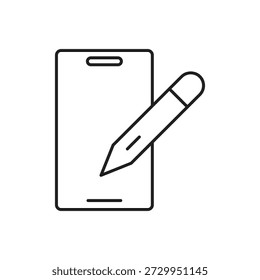Pantalla del teléfono móvil con el contorno electrónico de la pluma de la aguja