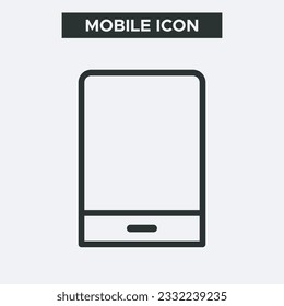 Mobiltelefon mit Bildschirmsymbol auf weißem Hintergrund. Umriss-Symbol des Mobiltelefons. Minimales und Premium-Handy-Symbol. EPS10 Vektorgrafik.