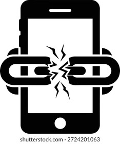 La pantalla de un teléfono móvil ilustra un ícono de Enlace roto que simboliza una conexión perdida o una brecha de seguridad