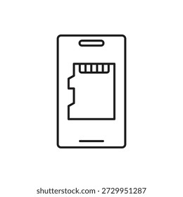 Tela de telefone celular com micro sd cartão contorno