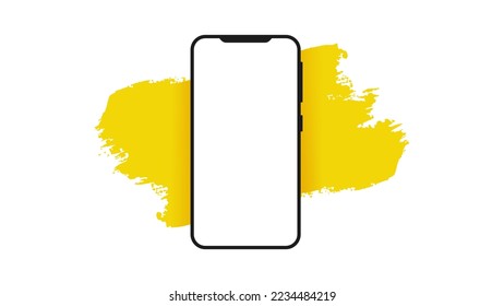 Mobile Phone Screen Mockups Template on Grunge Brush Stroke Vector Illustration