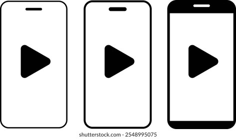 tela do telefone celular com o ícone do botão tocar definido. botão tocar. ícones do aplicativo. botão tocar dispositivo de tecnologia eletrônica 