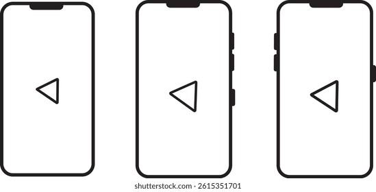mobile phone screen with play button icon set. Smartphone with a blank screen .mobile phone in front of wireless speaker on white background
