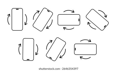 Mobile phone screen rotate arrow icon animation with alpha background.Device rotation symbol.Rotate Mobile phone. Turn your device. Rotate phone line icon vector illustration in transparent background - Powered by Shutterstock - Get 15% off with code: PIKWIZARD15