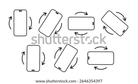Mobile phone screen rotate arrow icon animation with alpha background.Device rotation symbol.Rotate Mobile phone. Turn your device. Rotate phone line icon vector illustration in transparent background