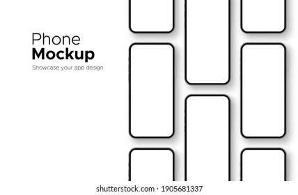 Mobile Phone Screens Mockups for Showing Your App Design, Isolated on White Background. Vector Illustration