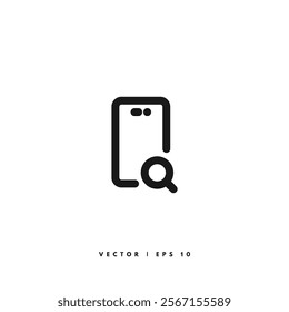 Mobile Phone Search Icon. Editable Stroke