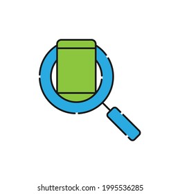 Icono de Búsqueda de teléfono móvil Diseño vector. Icono de teléfono móvil con concepto de diseño de búsqueda para smartphone, comercio electrónico, tienda en línea y sitio web de mercado, móvil, logotipo, símbolo, botón, signo, interfaz de usuario de la aplicación