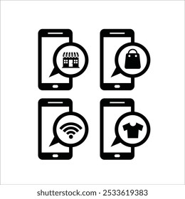 mobile phone search icon vector illustration, mobile phone icon