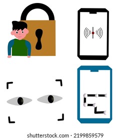 mobile phone security bundle vector illustration