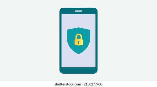 Ilustración vectorial del concepto de seguridad de teléfono móvil. Protección de seguridad móvil ilustración vectorial moderna.