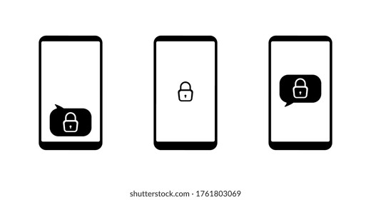 Mobile Phone Security Icon. Vector illustration of black designs of mobile phone security vector icons can be used for mobile devices, web interface