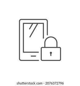 Icono de línea de seguridad de teléfono móvil