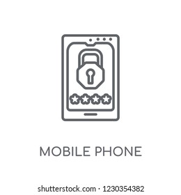 Mobile phone security linear icon. Modern outline Mobile phone security logo concept on white background from Internet Security and Networking collection.
