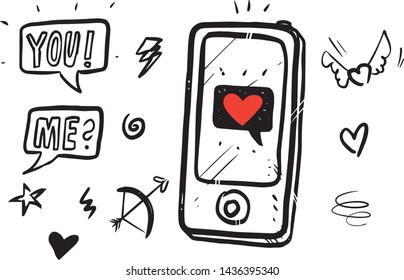 mobile phone sending love vector illustration