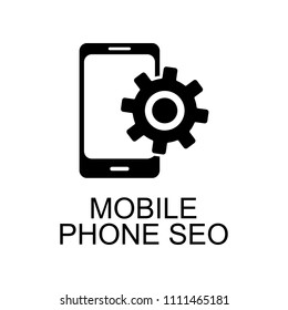 mobile phone seo icon. Element of seo and development icon with name for mobile concept and web apps. Detailed mobile phone seo icon can be used for web and mobile on white background