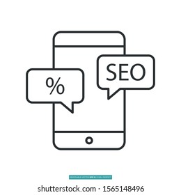 Mobile phone, seo icon vector illustration logo template for many purpose. Isolated on white background.