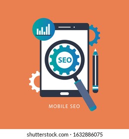 Mobile Phone SEO optimization concept
