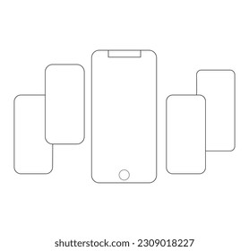 Mobile Phone set, High quality vector file. line art, eps.
