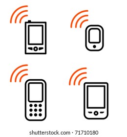 Mobile phone set. Icons are aligned according to the pixel grid. It means that the images are prepared to use in small-sizes. It's specifically for the Web.