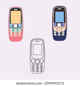 mobile phone set vector line art eps
