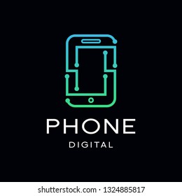 Mobile phone setting or configuration vector logo template. Technology design with electric circuit and phone symbol. This logo is suitable for industry.