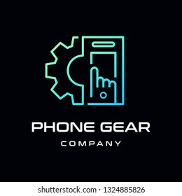 Mobile phone setting or configuration vector logo template. Technology design with gear and phone symbol. This logo is suitable for industry.