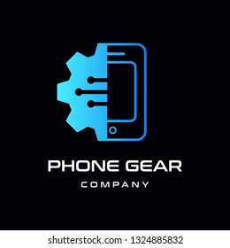 Mobile phone setting or configuration vector logo template. Technology design with gear and phone symbol. This logo is suitable for industry.