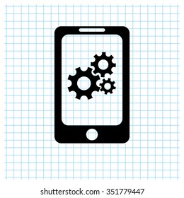 Mobile phone settings - black vector icon