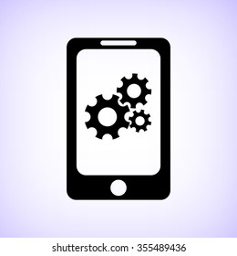 Mobile phone settings -  black vector icon