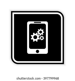 Mobile phone settings  - black vector icon