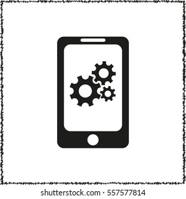 Mobile phone settings  - black vector icon