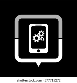 Mobile phone settings  - black vector icon