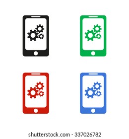 Mobile phone settings - color vector icon
