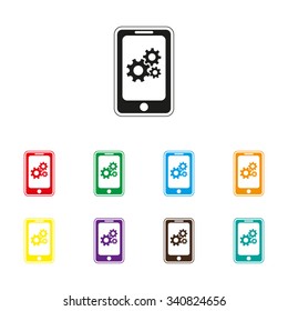 Mobile phone settings - color vector icon