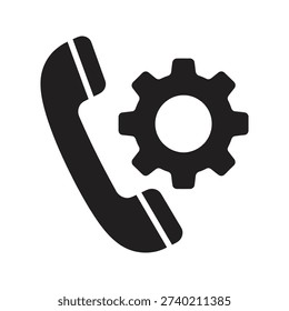 Mobile phone settings configuration concept showing smartphone handset with gear icon representing app maintenance system update technical support