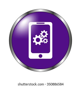 Mobile phone settings - vector icon; violet button