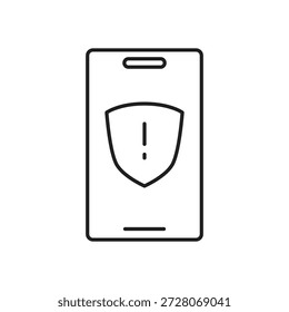 Teléfono móvil con escudo y signo de exclamación