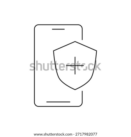Mobile phone with shield and plus sign for security.