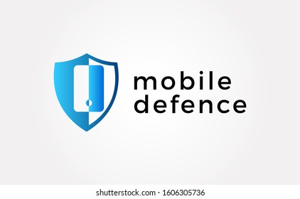 Mobile Phone Shield Technology logo design. Mobile Technology logo template